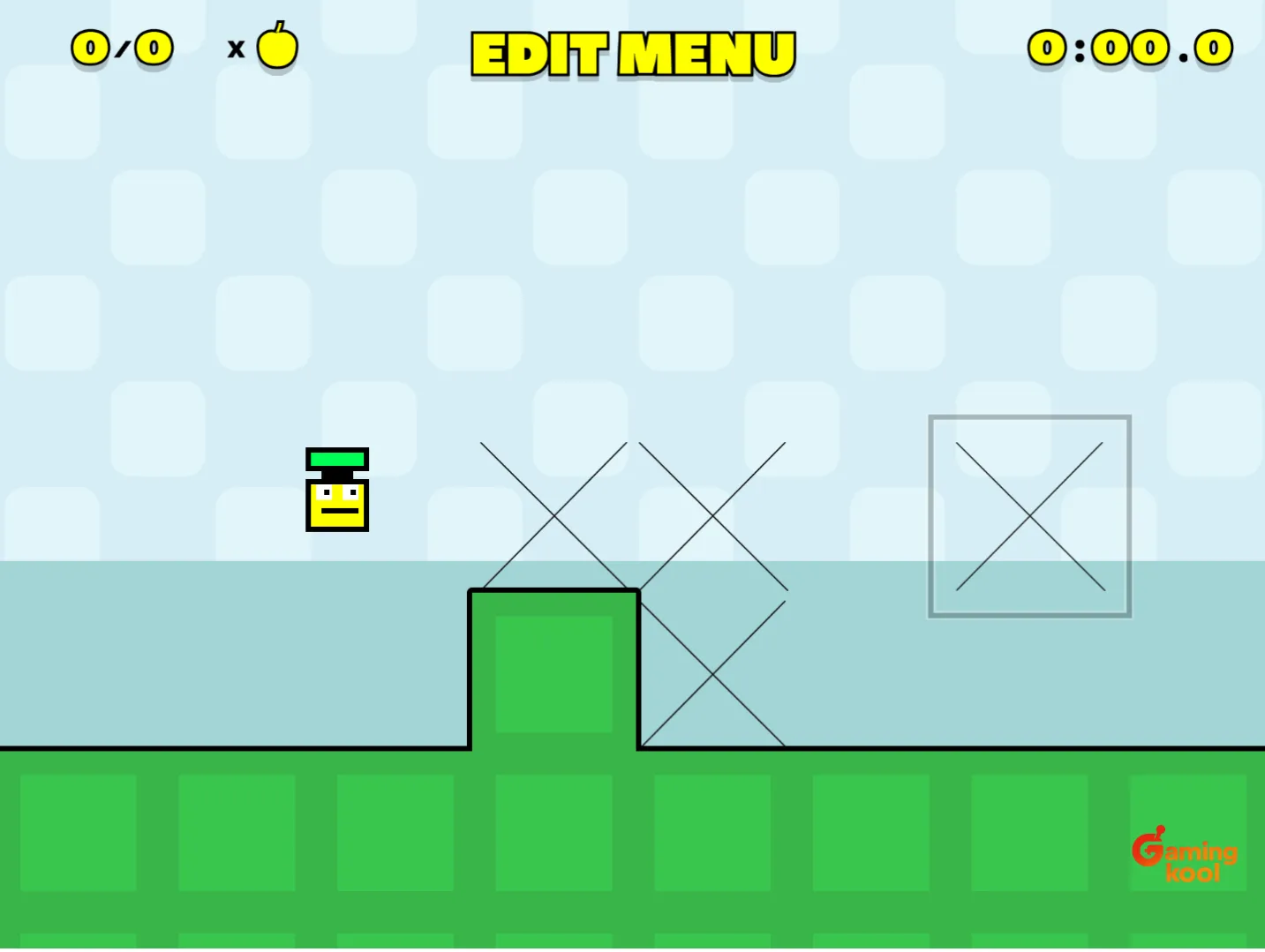 Level Editor screen with blocks and editing tools