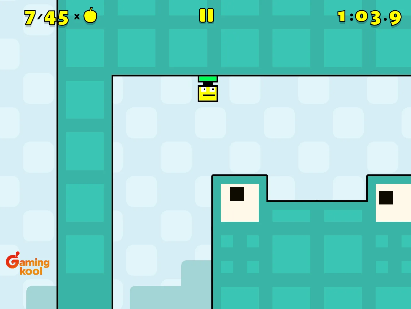 Character clinging to a wall or shrinking to pass through a narrow gap