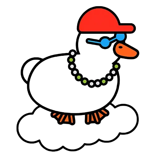 Duck on Cloud with Cap and Necklace