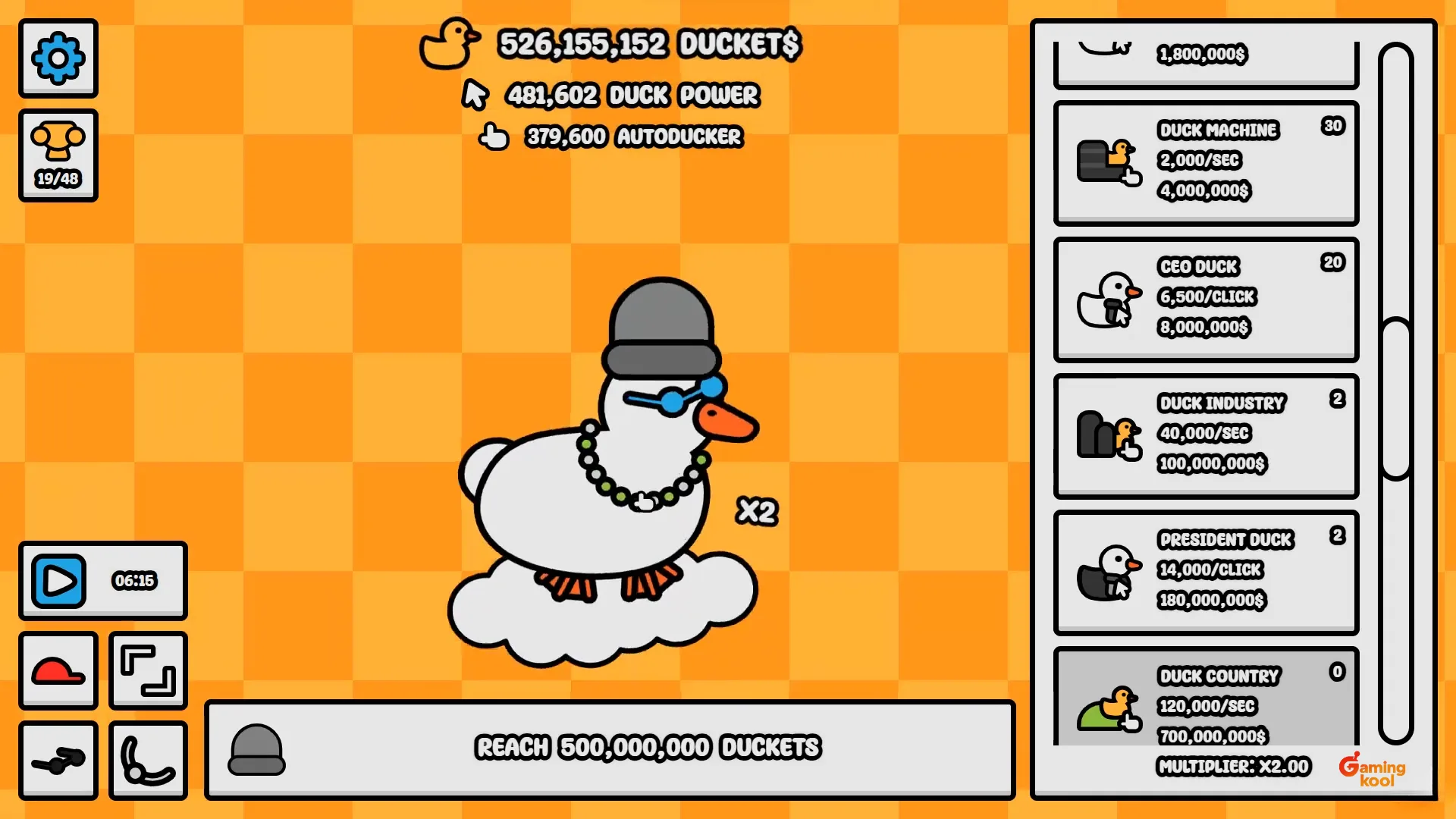 Duck on Cloud with Gray Hat and Necklace