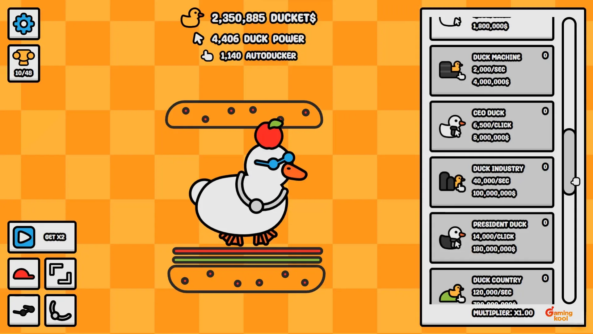 Duck with Apple Hat and Blue Glasses