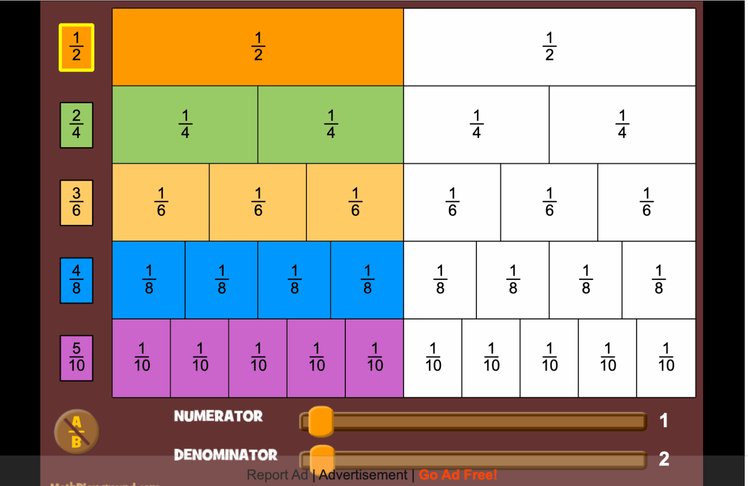 Fraction Bars - PLay Free Game Online Now